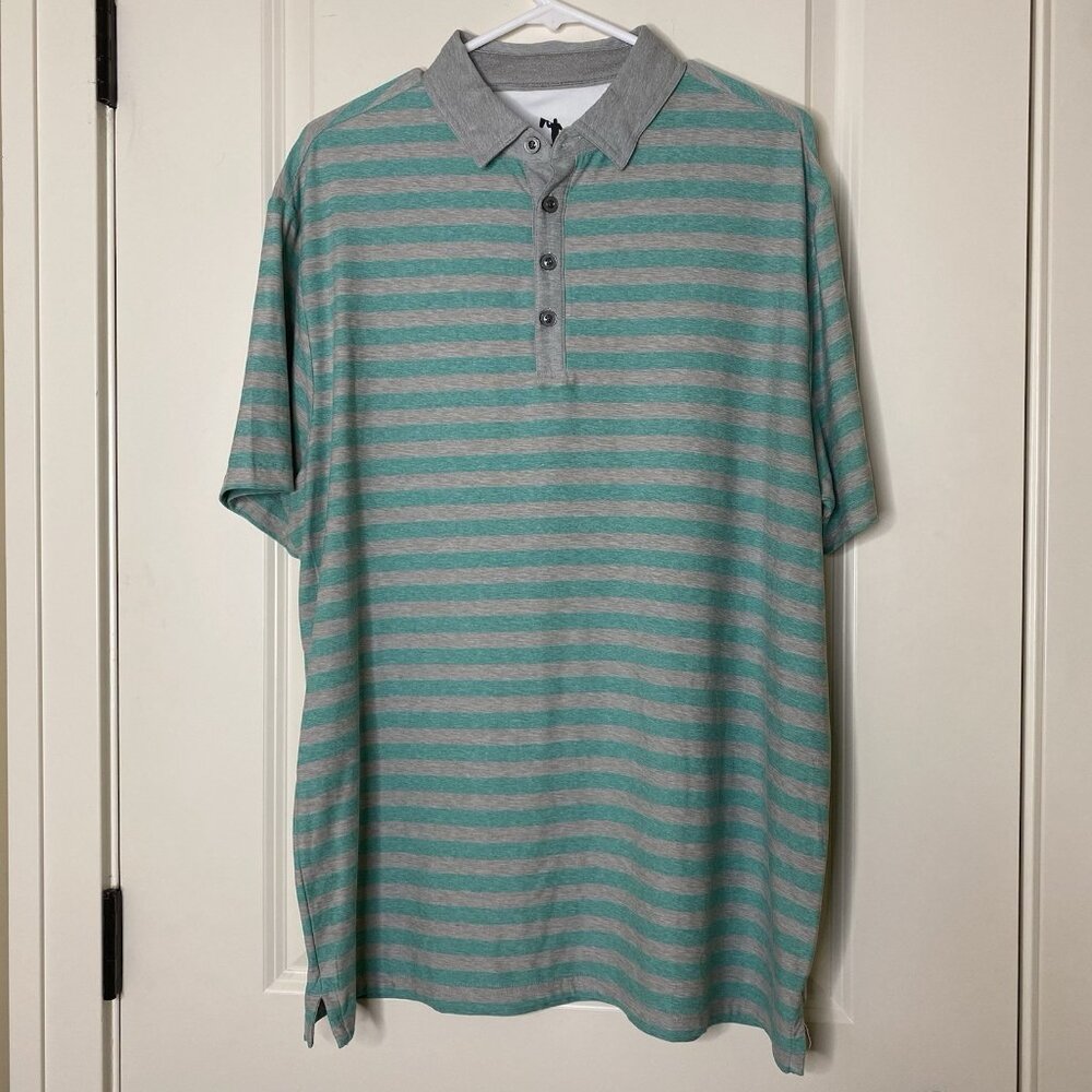 Anderson Ord Waikiki Mint Performance Stretch‎ Striped Polo Golf Shirt Mens L